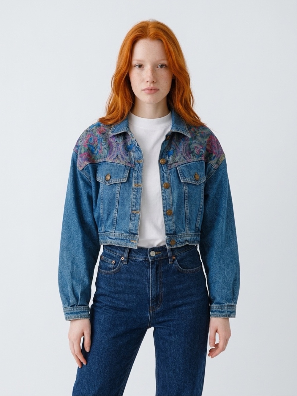 Vintage Tanya Jeans Made in Canada Tapestry Yoke Denim Jacket Medium